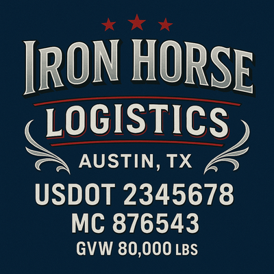Trucking, Logistics, Transport Inspired Truck Door Lettering Decal Sticker Signs For Style & Compliance With USDOT, MC, GVW Or Any Regulation Number Lines (Set of 2)