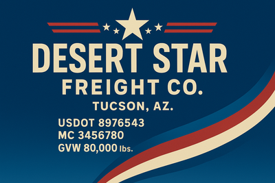 Trucking, Logistics, Transport Inspired Truck Door Lettering Decal Sticker Signs For Style & Compliance With USDOT, MC, GVW Or Any Regulation Number Lines (Set of 2)