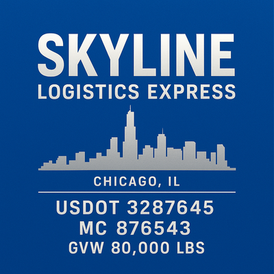Trucking, Logistics, Transport Inspired Truck Door Lettering Decal Sticker Signs For Style & Compliance With USDOT, MC, GVW Or Any Regulation Number Lines (Set of 2)