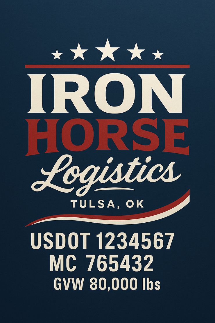 Trucking, Logistics, Transport Inspired Truck Door Lettering Decal Sticker Signs For Style & Compliance With USDOT, MC, GVW Or Any Regulation Number Lines (Set of 2)
