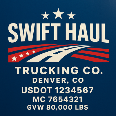 Trucking, Logistics, Transport Inspired Truck Door Lettering Decal Sticker Signs For Style & Compliance With USDOT, MC, GVW Or Any Regulation Number Lines (Set of 2)