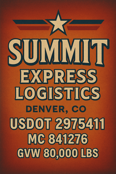 Trucking, Logistics, Transport Inspired Truck Door Lettering Decal Sticker Signs For Style & Compliance With USDOT, MC, GVW Or Any Regulation Number Lines (Set of 2)