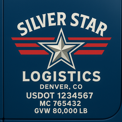 Trucking, Logistics, Transport Inspired Truck Door Lettering Decal Sticker Signs For Style & Compliance With USDOT, MC, GVW Or Any Regulation Number Lines (Set of 2)