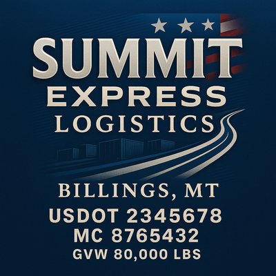 Trucking, Logistics, Transport Inspired Truck Door Lettering Decal Sticker Signs For Style & Compliance With USDOT, MC, GVW Or Any Regulation Number Lines (Set of 2)