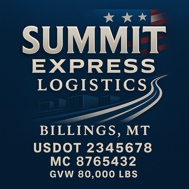 Trucking, Logistics, Transport Inspired Truck Door Lettering Decal Sticker Signs For Style & Compliance With USDOT, MC, GVW Or Any Regulation Number Lines (Set of 2)