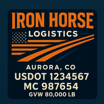 Trucking, Logistics, Transport Inspired Truck Door Lettering Decal Sticker Signs For Style & Compliance With USDOT, MC, GVW Or Any Regulation Number Lines (Set of 2)
