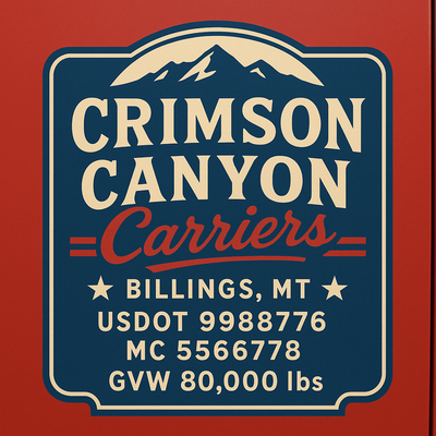 Trucking, Logistics, Transport Inspired Truck Door Lettering Decal Sticker Signs For Style & Compliance With USDOT, MC, GVW Or Any Regulation Number Lines (Set of 2)