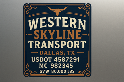 Trucking, Logistics, Transport Inspired Truck Door Lettering Decal Sticker Signs For Style & Compliance With USDOT, MC, GVW Or Any Regulation Number Lines (Set of 2)