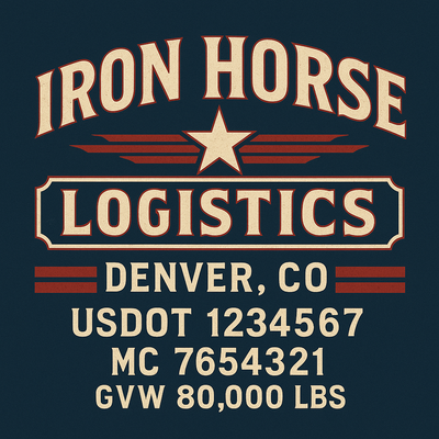 Trucking, Logistics, Transport Inspired Truck Door Lettering Decal Sticker Signs For Style & Compliance With USDOT, MC, GVW Or Any Regulation Number Lines (Set of 2)