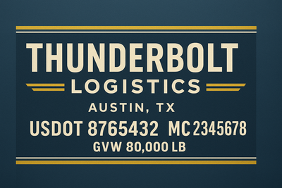 Trucking, Logistics, Transport Inspired Truck Door Lettering Decal Sticker Signs For Style & Compliance With USDOT, MC, GVW Or Any Regulation Number Lines (Set of 2)
