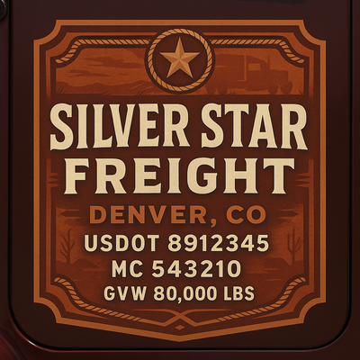 Trucking, Logistics, Transport Inspired Truck Door Lettering Decal Sticker Signs For Style & Compliance With USDOT, MC, GVW Or Any Regulation Number Lines (Set of 2)