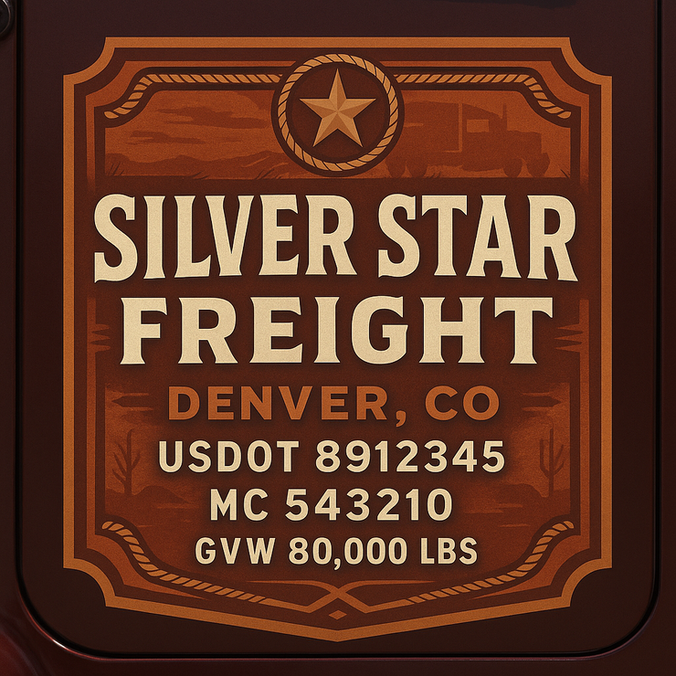 Trucking, Logistics, Transport Inspired Truck Door Lettering Decal Sticker Signs For Style & Compliance With USDOT, MC, GVW Or Any Regulation Number Lines (Set of 2)