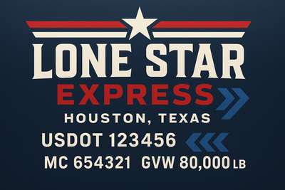 Trucking, Logistics, Transport Inspired Truck Door Lettering Decal Sticker Signs For Style & Compliance With USDOT, MC, GVW Or Any Regulation Number Lines (Set of 2)