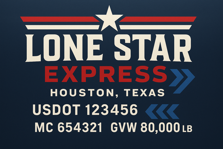 Trucking, Logistics, Transport Inspired Truck Door Lettering Decal Sticker Signs For Style & Compliance With USDOT, MC, GVW Or Any Regulation Number Lines (Set of 2)