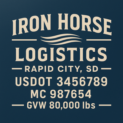 Trucking, Logistics, Transport Inspired Truck Door Lettering Decal Sticker Signs For Style & Compliance With USDOT, MC, GVW Or Any Regulation Number Lines (Set of 2)