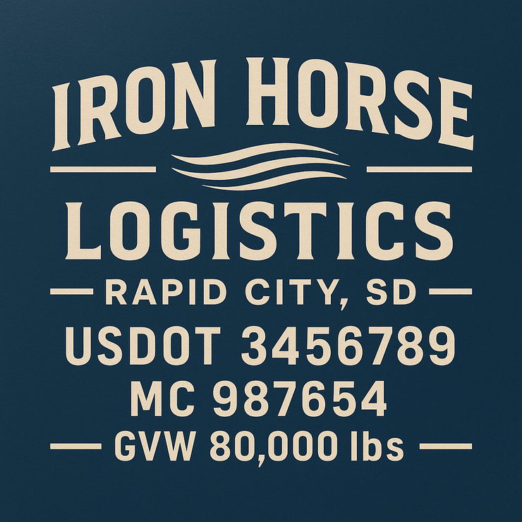 Trucking, Logistics, Transport Inspired Truck Door Lettering Decal Sticker Signs For Style & Compliance With USDOT, MC, GVW Or Any Regulation Number Lines (Set of 2)