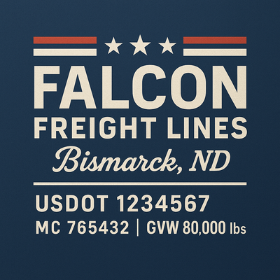 Trucking, Logistics, Transport Inspired Truck Door Lettering Decal Sticker Signs For Style & Compliance With USDOT, MC, GVW Or Any Regulation Number Lines (Set of 2)