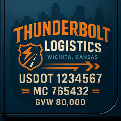 Trucking, Logistics, Transport Inspired Truck Door Lettering Decal Sticker Signs For Style & Compliance With USDOT, MC, GVW Or Any Regulation Number Lines (Set of 2)