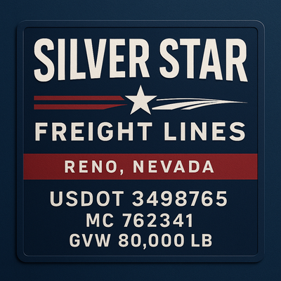 Trucking, Logistics, Transport Inspired Truck Door Lettering Decal Sticker Signs For Style & Compliance With USDOT, MC, GVW Or Any Regulation Number Lines (Set of 2)