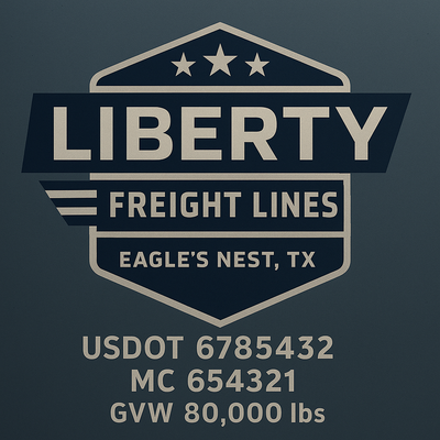 Trucking, Logistics, Transport Inspired Truck Door Lettering Decal Sticker Signs For Style & Compliance With USDOT, MC, GVW Or Any Regulation Number Lines (Set of 2)