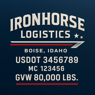 Trucking, Logistics, Transport Inspired Truck Door Lettering Decal Sticker Signs For Style & Compliance With USDOT, MC, GVW Or Any Regulation Number Lines (Set of 2)