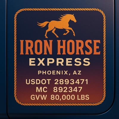 Trucking, Logistics, Transport Inspired Truck Door Lettering Decal Sticker Signs For Style & Compliance With USDOT, MC, GVW Or Any Regulation Number Lines (Set of 2)