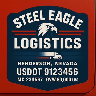 Trucking, Logistics, Transport Inspired Truck Door Lettering Decal Sticker Signs For Style & Compliance With USDOT, MC, GVW Or Any Regulation Number Lines (Set of 2)