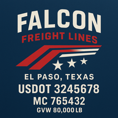 Trucking, Logistics, Transport Inspired Truck Door Lettering Decal Sticker Signs For Style & Compliance With USDOT, MC, GVW Or Any Regulation Number Lines (Set of 2)