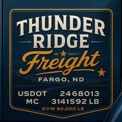 Trucking, Logistics, Transport Inspired Truck Door Lettering Decal Sticker Signs For Style & Compliance With USDOT, MC, GVW Or Any Regulation Number Lines (Set of 2)