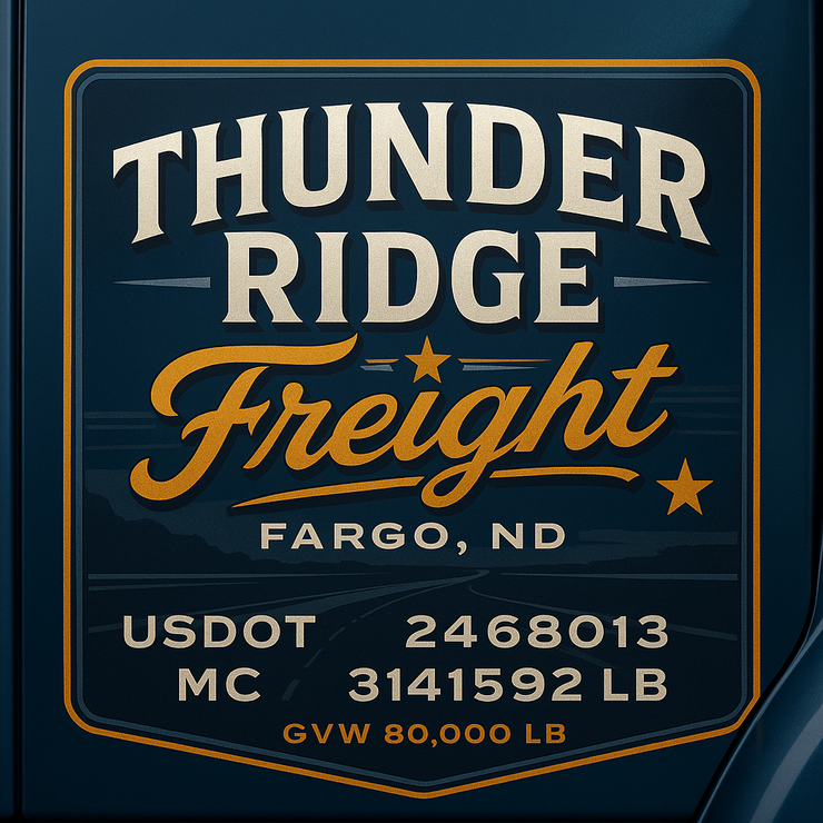 Trucking, Logistics, Transport Inspired Truck Door Lettering Decal Sticker Signs For Style & Compliance With USDOT, MC, GVW Or Any Regulation Number Lines (Set of 2)