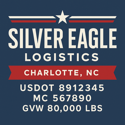 Trucking, Logistics, Transport Inspired Truck Door Lettering Decal Sticker Signs For Style & Compliance With USDOT, MC, GVW Or Any Regulation Number Lines (Set of 2)
