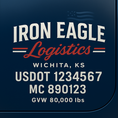 Trucking, Logistics, Transport Inspired Truck Door Lettering Decal Sticker Signs For Style & Compliance With USDOT, MC, GVW Or Any Regulation Number Lines (Set of 2)