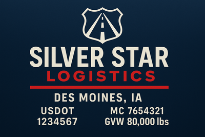 Trucking, Logistics, Transport Inspired Truck Door Lettering Decal Sticker Signs For Style & Compliance With USDOT, MC, GVW Or Any Regulation Number Lines (Set of 2)