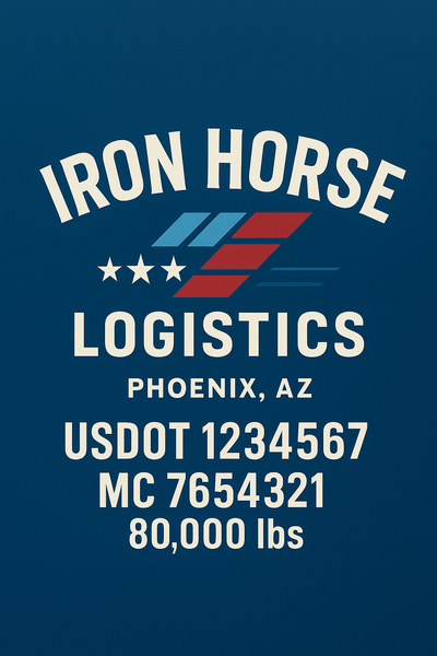 Trucking, Logistics, Transport Inspired Truck Door Lettering Decal Sticker Signs For Style & Compliance With USDOT, MC, GVW Or Any Regulation Number Lines (Set of 2)