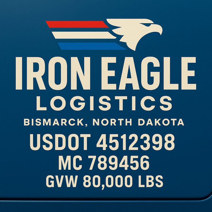 Trucking, Logistics, Transport Inspired Truck Door Lettering Decal Sticker Signs For Style & Compliance With USDOT, MC, GVW Or Any Regulation Number Lines (Set of 2)