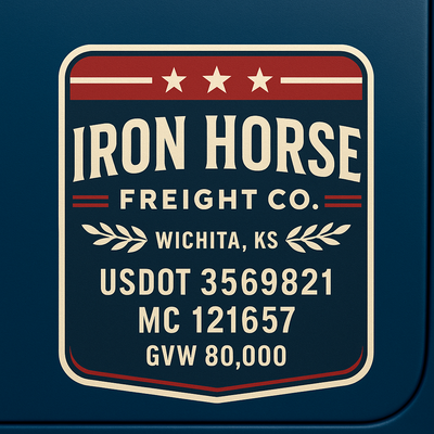 Trucking, Logistics, Transport Inspired Truck Door Lettering Decal Sticker Signs For Style & Compliance With USDOT, MC, GVW Or Any Regulation Number Lines (Set of 2)