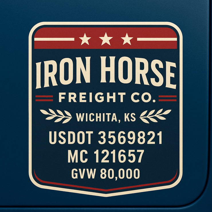 Trucking, Logistics, Transport Inspired Truck Door Lettering Decal Sticker Signs For Style & Compliance With USDOT, MC, GVW Or Any Regulation Number Lines (Set of 2)