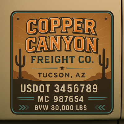 Trucking, Logistics, Transport Inspired Truck Door Lettering Decal Sticker Signs For Style & Compliance With USDOT, MC, GVW Or Any Regulation Number Lines (Set of 2)