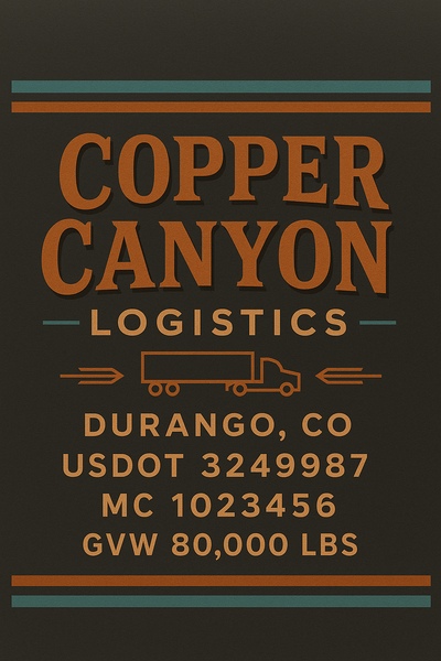 Trucking, Logistics, Transport Inspired Truck Door Lettering Decal Sticker Signs For Style & Compliance With USDOT, MC, GVW Or Any Regulation Number Lines (Set of 2)