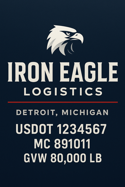 Trucking, Logistics, Transport Inspired Truck Door Lettering Decal Sticker Signs For Style & Compliance With USDOT, MC, GVW Or Any Regulation Number Lines (Set of 2)