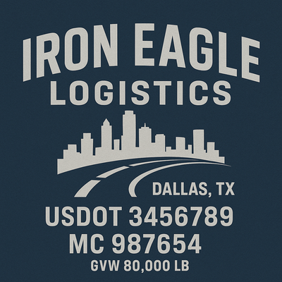 Trucking, Logistics, Transport Inspired Truck Door Lettering Decal Sticker Signs For Style & Compliance With USDOT, MC, GVW Or Any Regulation Number Lines (Set of 2)