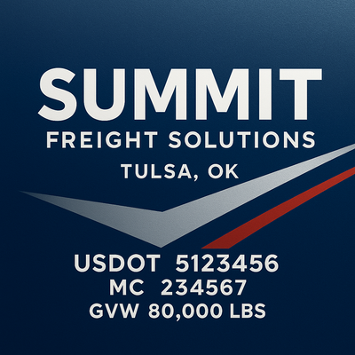 Trucking, Logistics, Transport Inspired Truck Door Lettering Decal Sticker Signs For Style & Compliance With USDOT, MC, GVW Or Any Regulation Number Lines (Set of 2)