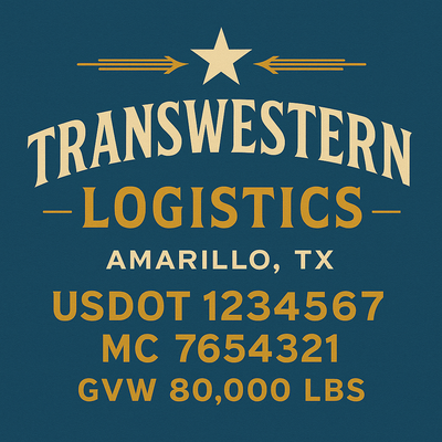 Trucking, Logistics, Transport Inspired Truck Door Lettering Decal Sticker Signs For Style & Compliance With USDOT, MC, GVW Or Any Regulation Number Lines (Set of 2)