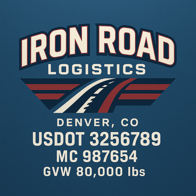 Trucking, Logistics, Transport Inspired Truck Door Lettering Decal Sticker Signs For Style & Compliance With USDOT, MC, GVW Or Any Regulation Number Lines (Set of 2)