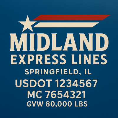 Trucking, Logistics, Transport Inspired Truck Door Lettering Decal Sticker Signs For Style & Compliance With USDOT, MC, GVW Or Any Regulation Number Lines (Set of 2)