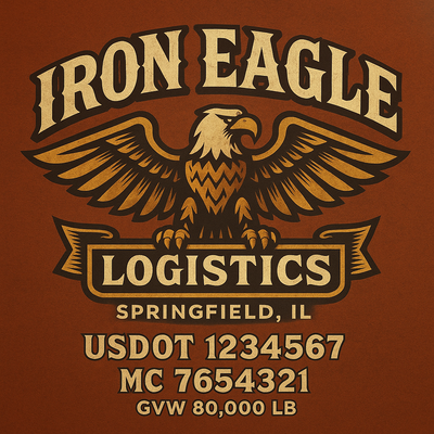 Trucking, Logistics, Transport Inspired Truck Door Lettering Decal Sticker Signs For Style & Compliance With USDOT, MC, GVW Or Any Regulation Number Lines (Set of 2)