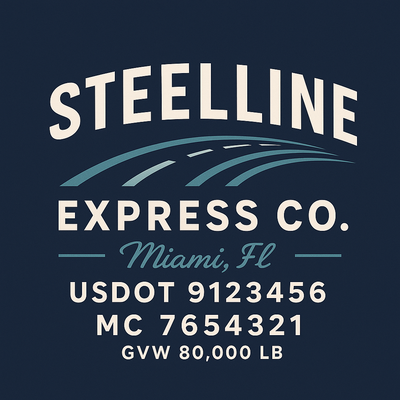 Trucking, Logistics, Transport Inspired Truck Door Lettering Decal Sticker Signs For Style & Compliance With USDOT, MC, GVW Or Any Regulation Number Lines (Set of 2)