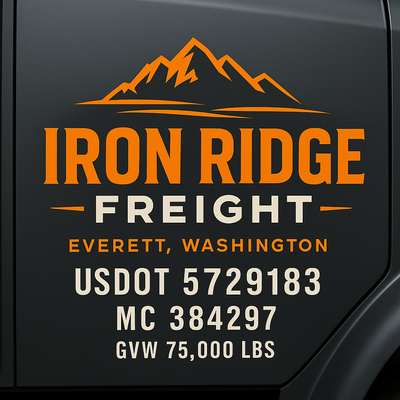 Trucking, Logistics, Transport Inspired Truck Door Lettering Decal Sticker Signs For Style & Compliance With USDOT, MC, GVW Or Any Regulation Number Lines (Set of 2)