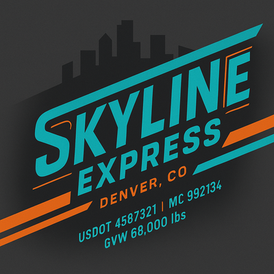 Trucking, Logistics, Transport Inspired Truck Door Lettering Decal Sticker Signs For Style & Compliance With USDOT, MC, GVW Or Any Regulation Number Lines (Set of 2)