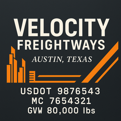 Trucking, Logistics, Transport Inspired Truck Door Lettering Decal Sticker Signs For Style & Compliance With USDOT, MC, GVW Or Any Regulation Number Lines (Set of 2)